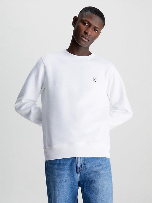 Calvin Klein USA Cotton Blend Fleece Mens Sweatshirt White 2645183-ET